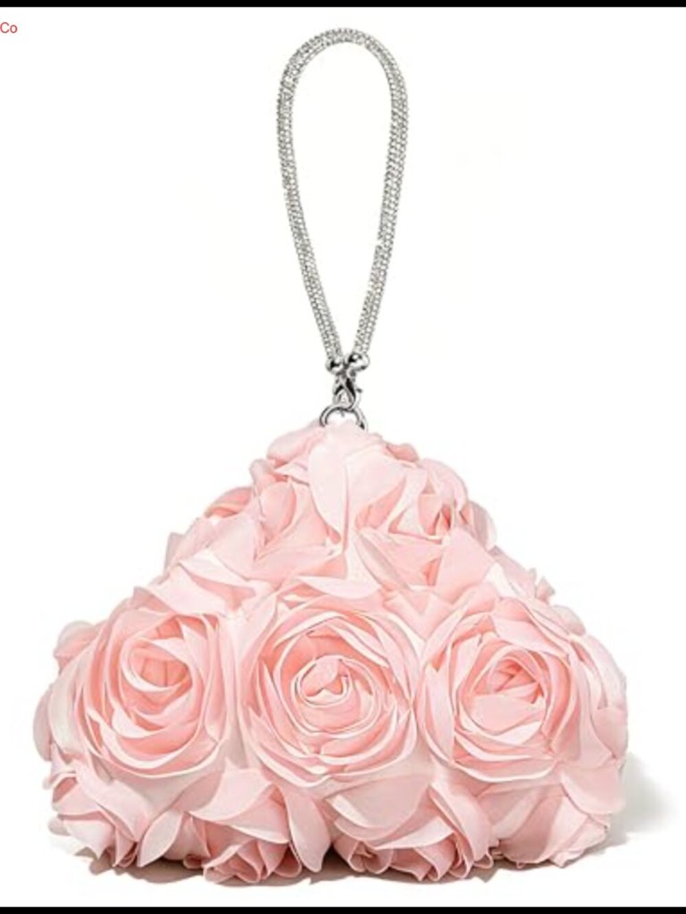3D Rose Floral Evening Clutch Rhinestone Handle Polyester